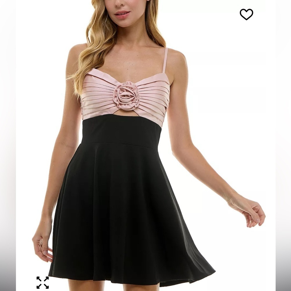 Rosette Ruched Bandeau Bodice Dress Coquette/ fit and flare/ Size 9/10
